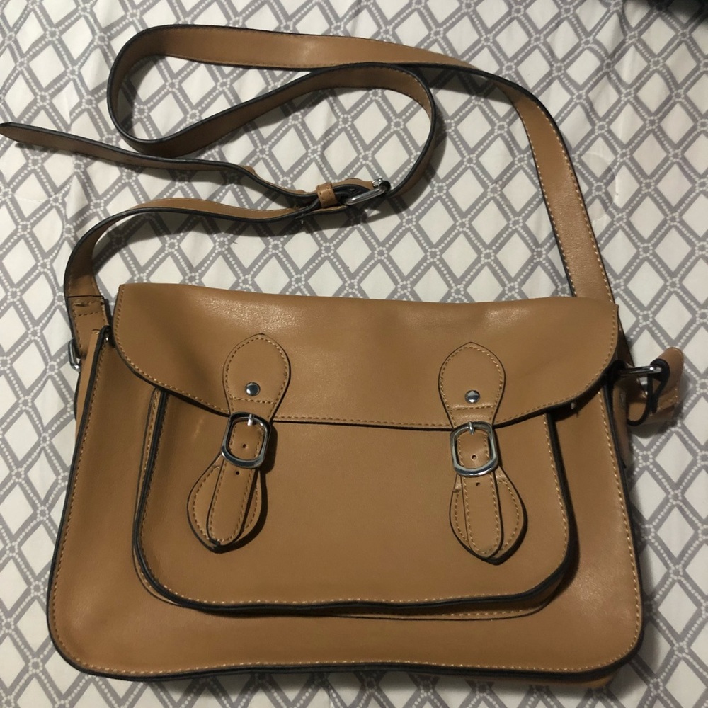 Brown Faux Leather Adjustable Crossbody Purse